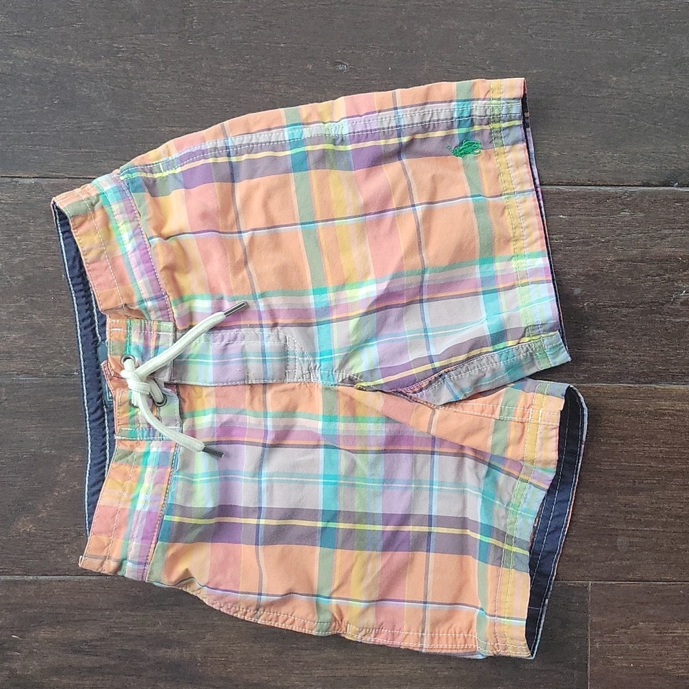 Boys polo Ralph Lauren swim board shorts size 4 orange plaid